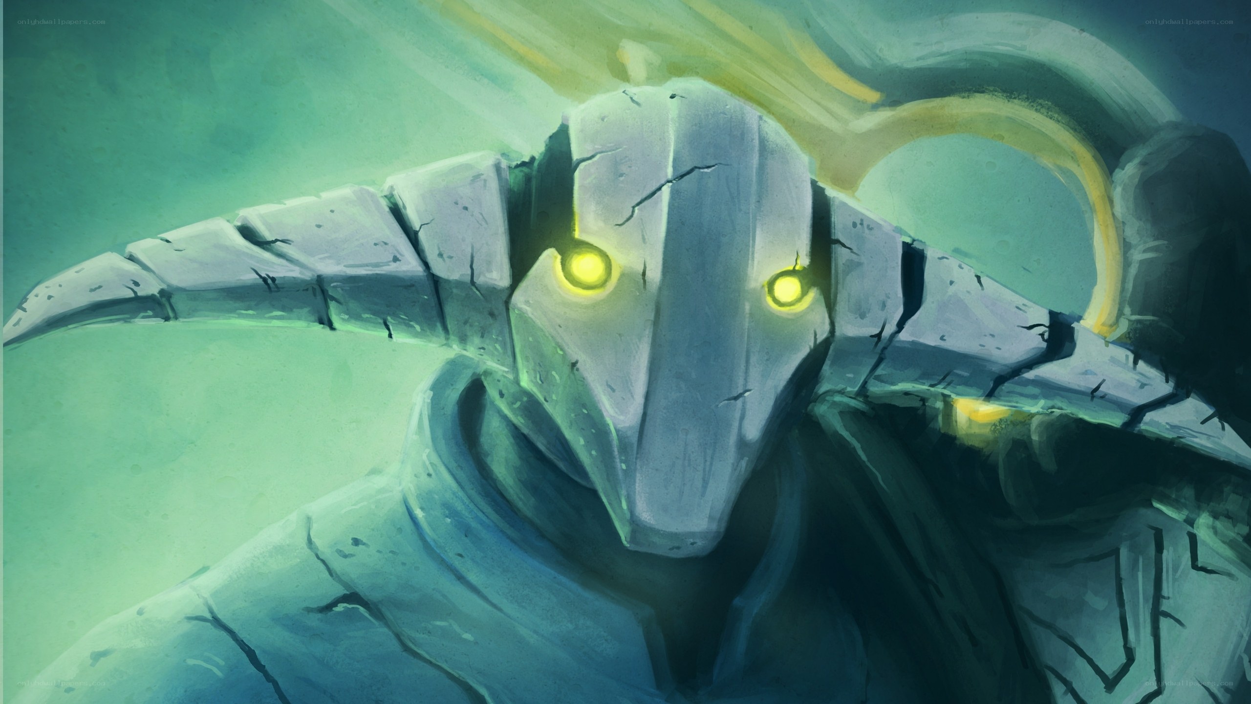 stone golem with glowing eyes