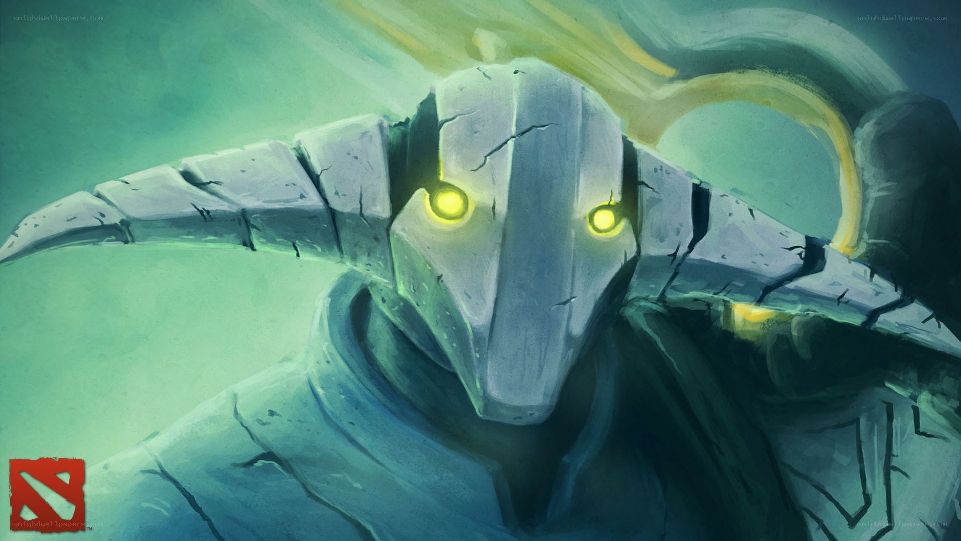 Stone golem with glowing eyes