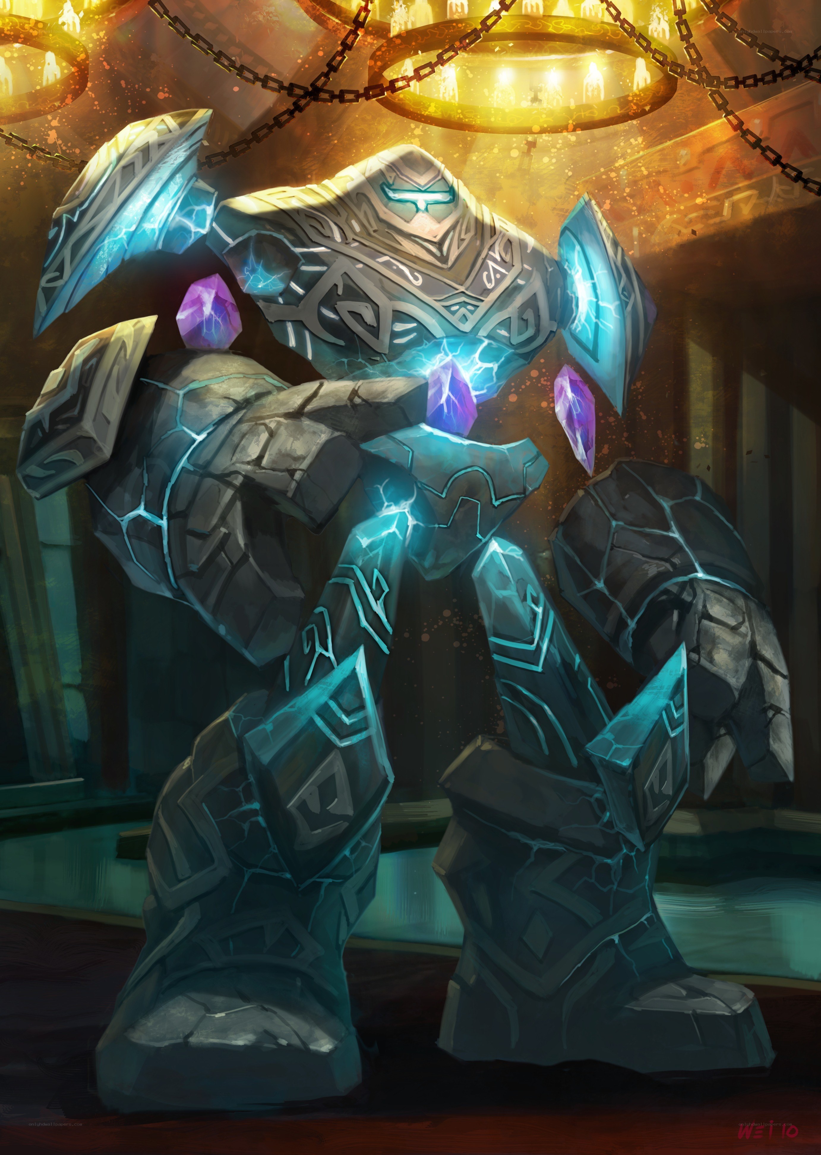 stone golem with glowing runes