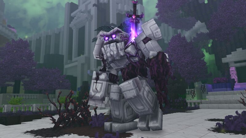 Stone Golem with Purple Sword