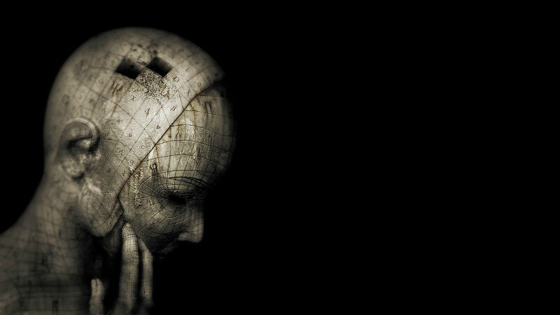 Stone Head Sculpture — Black