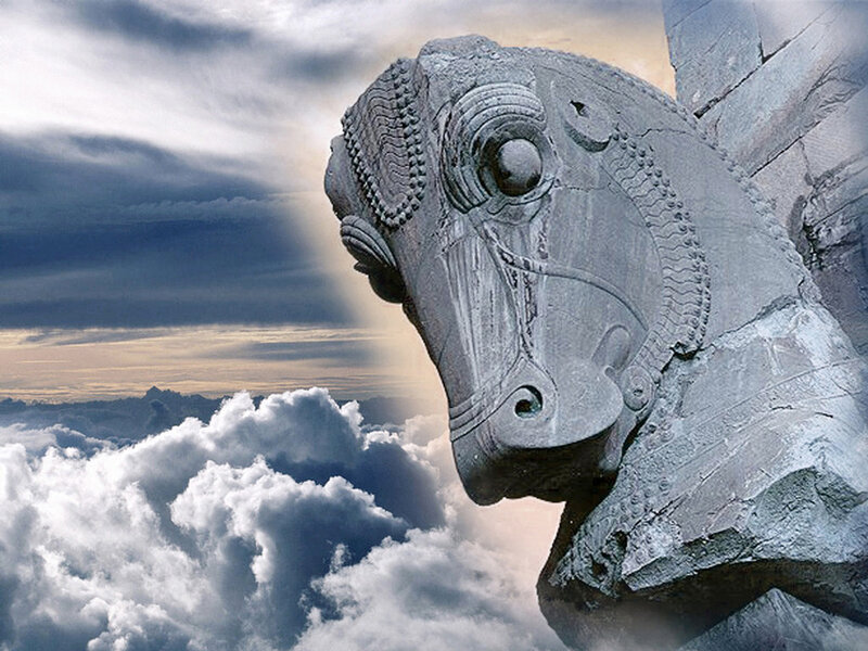 stone horse head sculpture