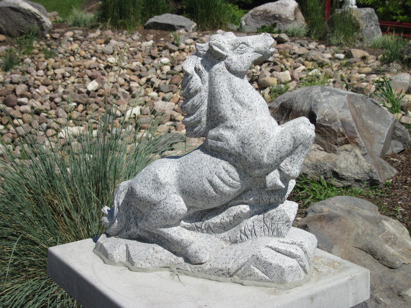 Stone Horse Statue — Gray