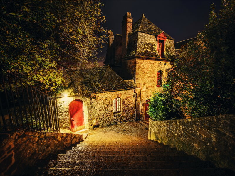 Stone House at Night