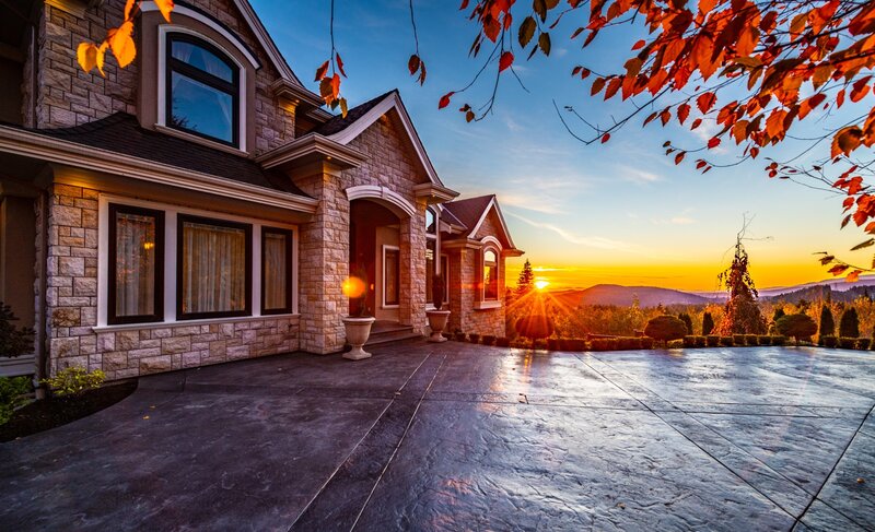 Stone House at Sunset — Orange