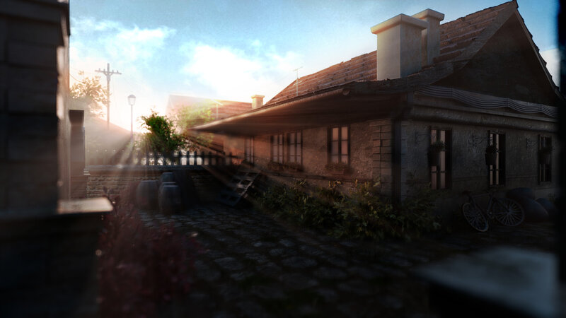 Stone House at Sunset