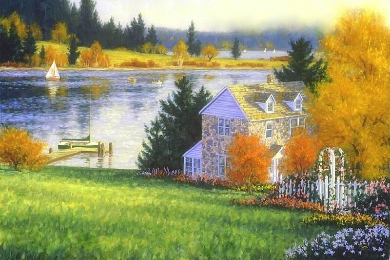 Stone House by Lake