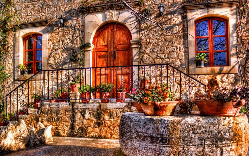 Stone House Entrance — Brown, Serene