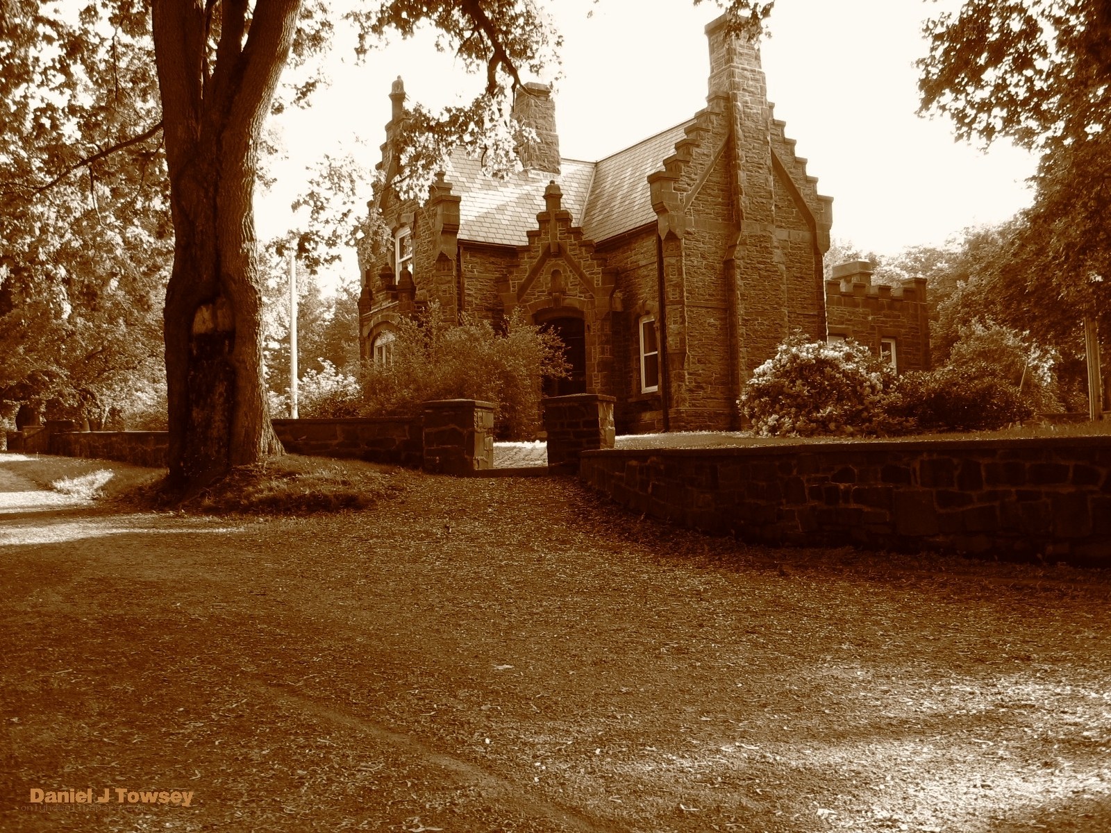 Stone house in a park