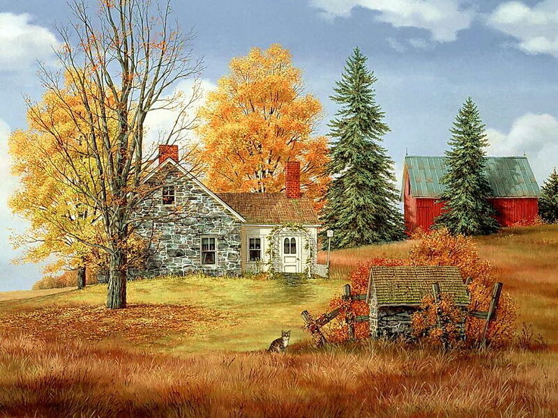 Stone House in Autumn