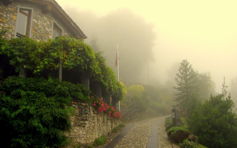 Stone House in Fog