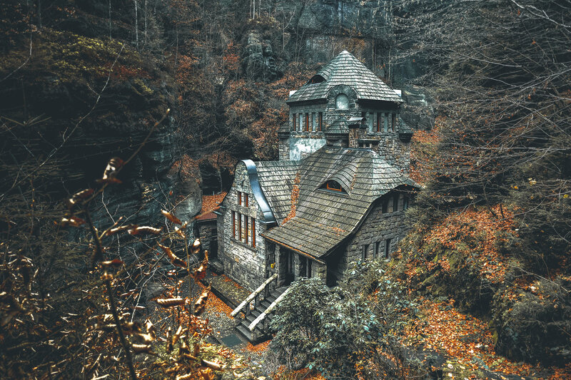 Stone House in Forest — Brown