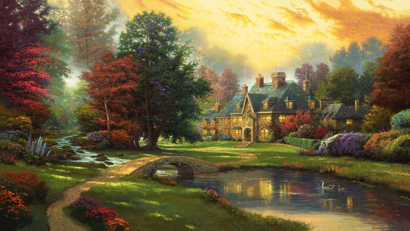 Stone House in Garden — Green