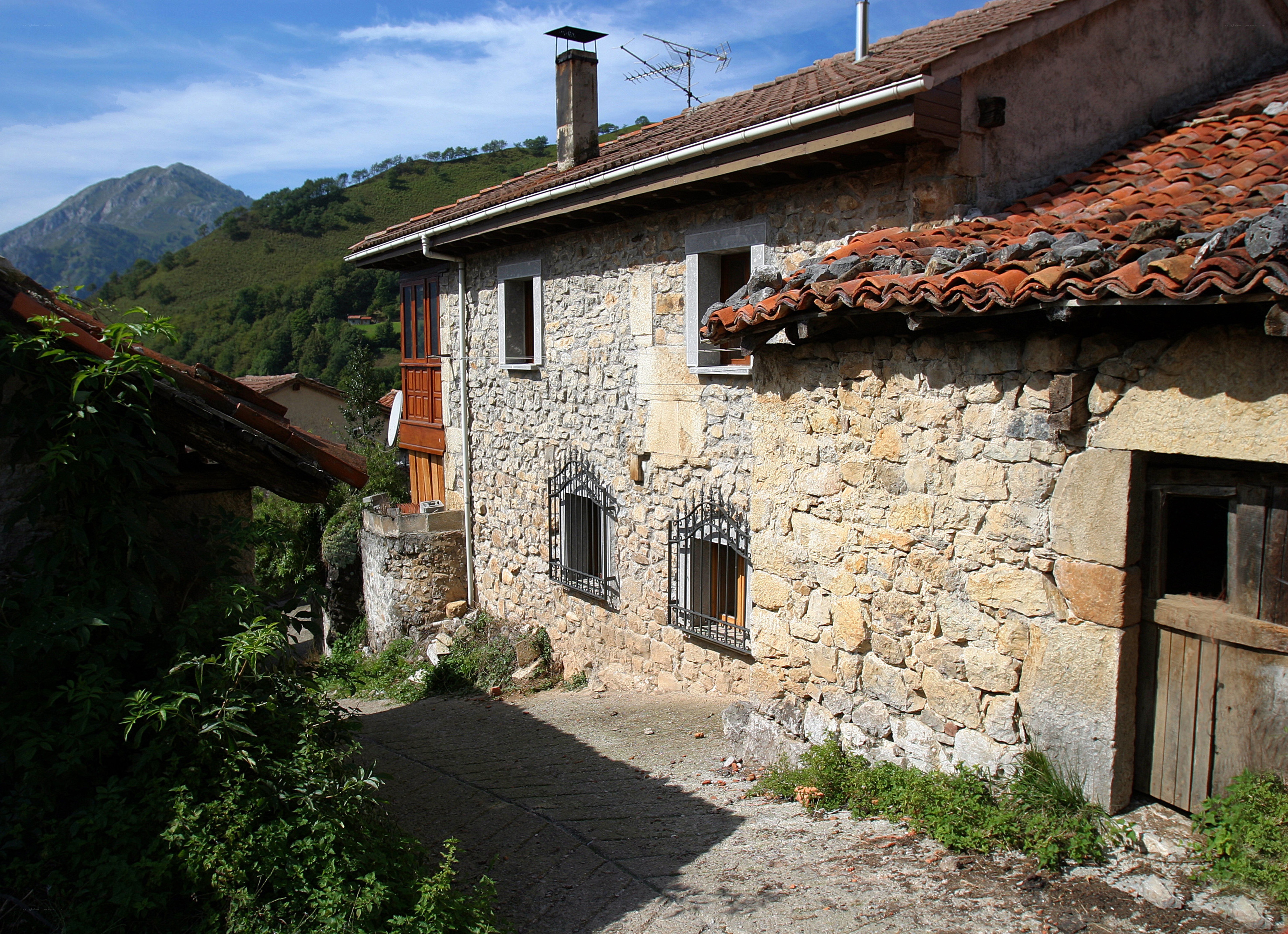 Stone house in mountain village