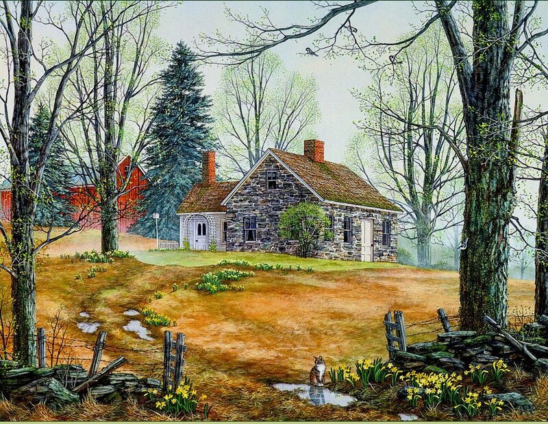 Stone House in Spring