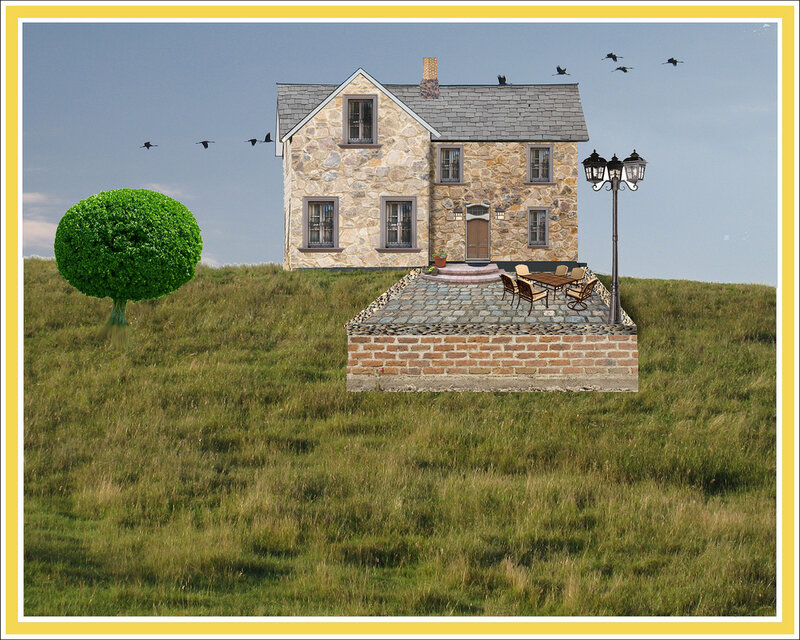 Stone House on Hill — Green, Serene