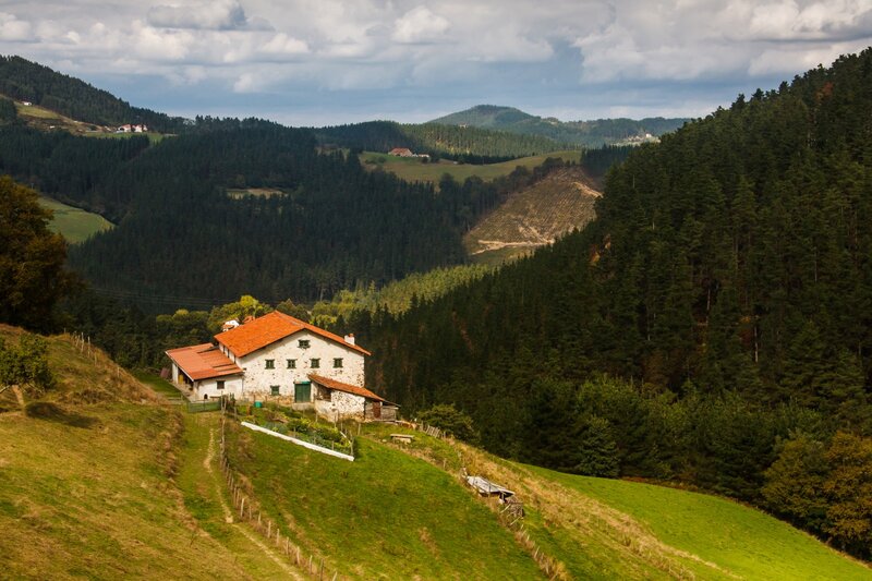 Stone House on Hillside — Green