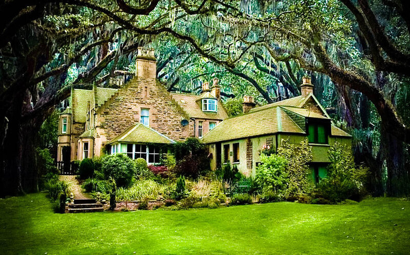 Stone House under Trees