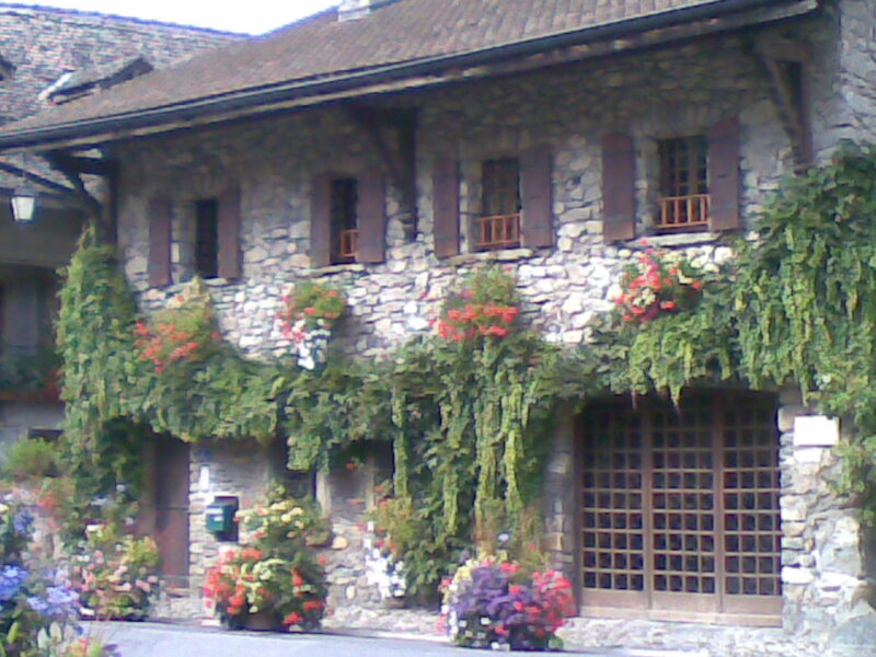 Stone House with Flowers — Green, Peaceful, Afternoon