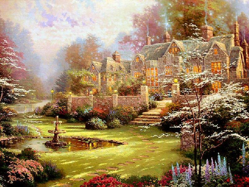 Stone House with Garden — Green, Serene