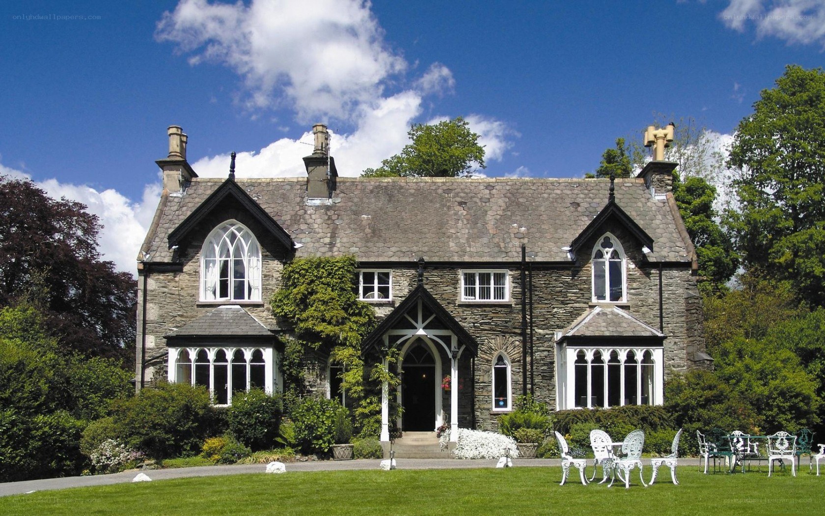 stone house with garden