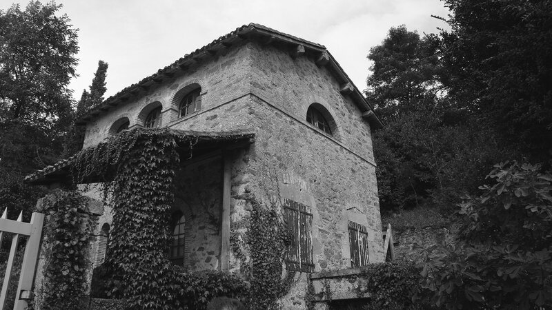 Stone House with Ivy — Black