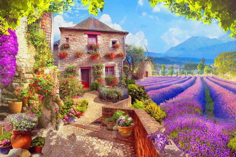 Stone House with Lavender Fields