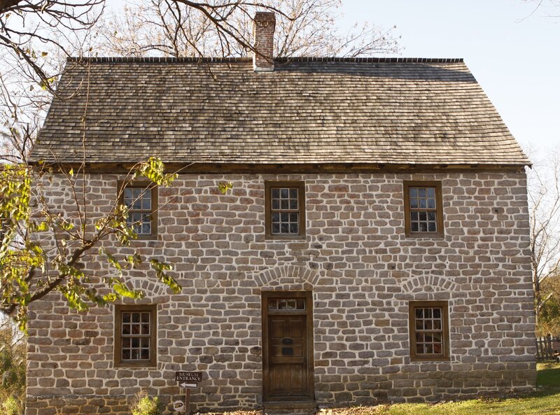 Stone House with Wooden Door — Gray