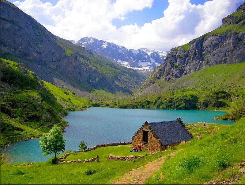 Stone Hut by Lake