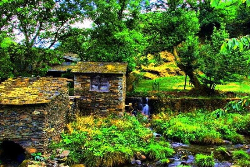 Stone Hut by Stream