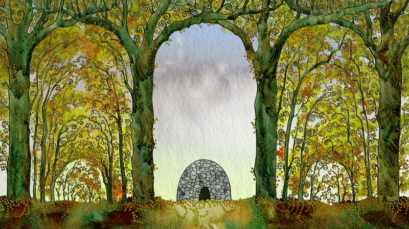 Stone Hut in Forest — Green