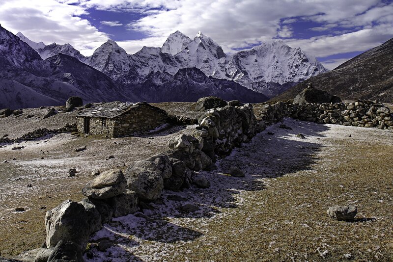 Stone Hut in Mountains — Blue, Dramatic