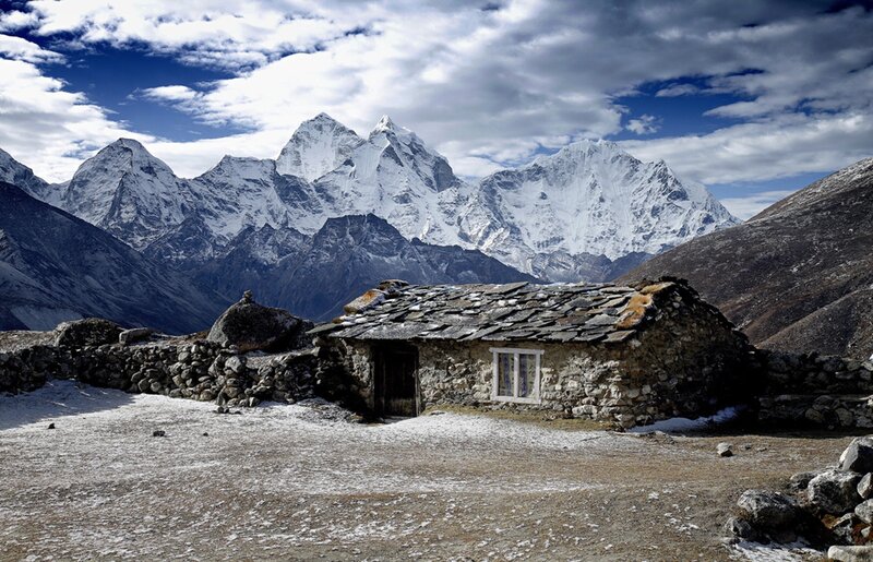 Stone Hut in Mountains — Blue