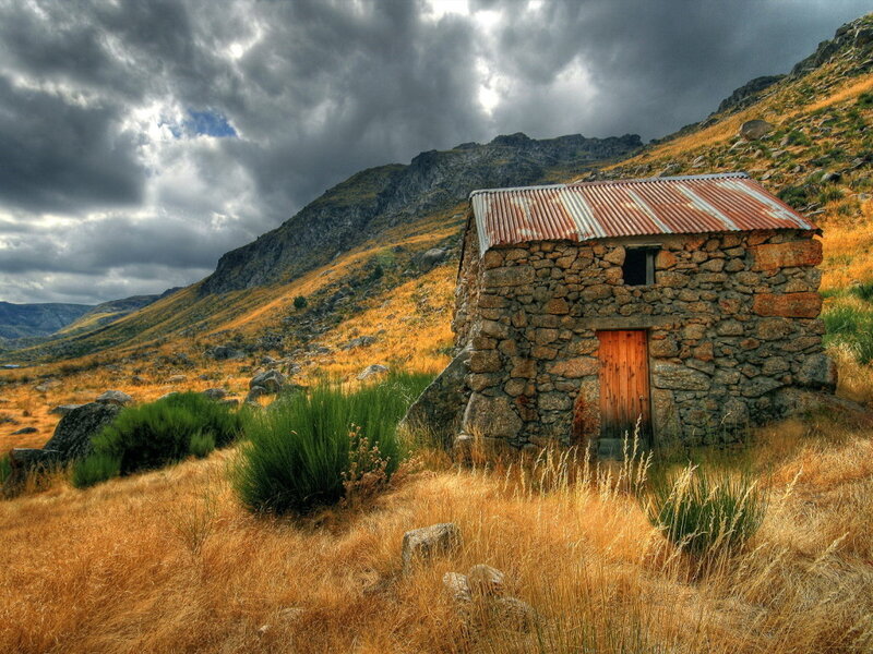 Stone Hut in Mountains — Brown, Dramatic