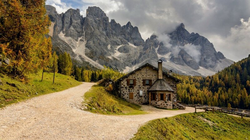 Stone Hut in Mountains — Green, Serene