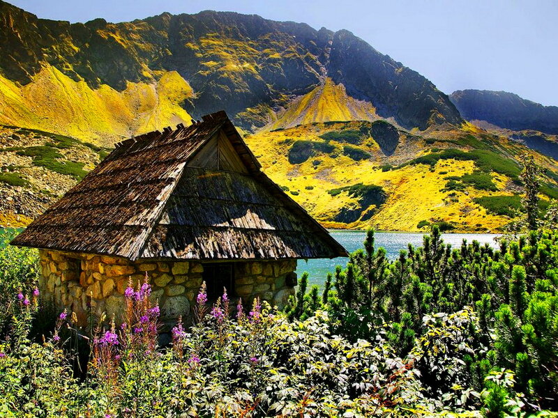 Stone Hut in Mountains — Yellow