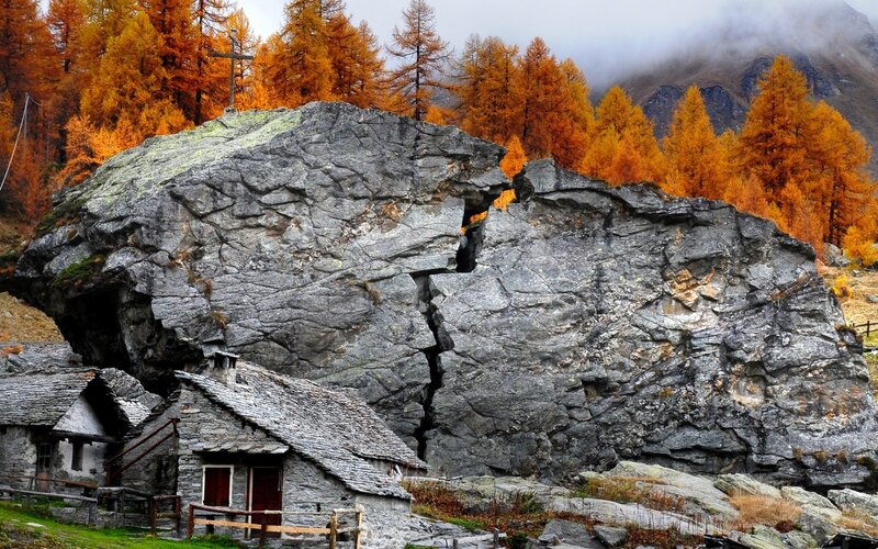 Stone Huts in Mountains