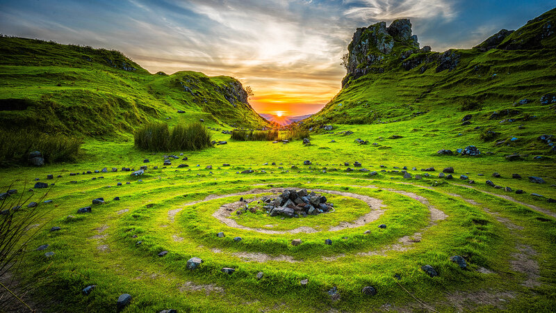 Stone Labyrinth in Field