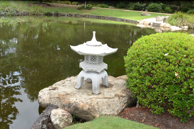 Stone Lantern by Pond — Green