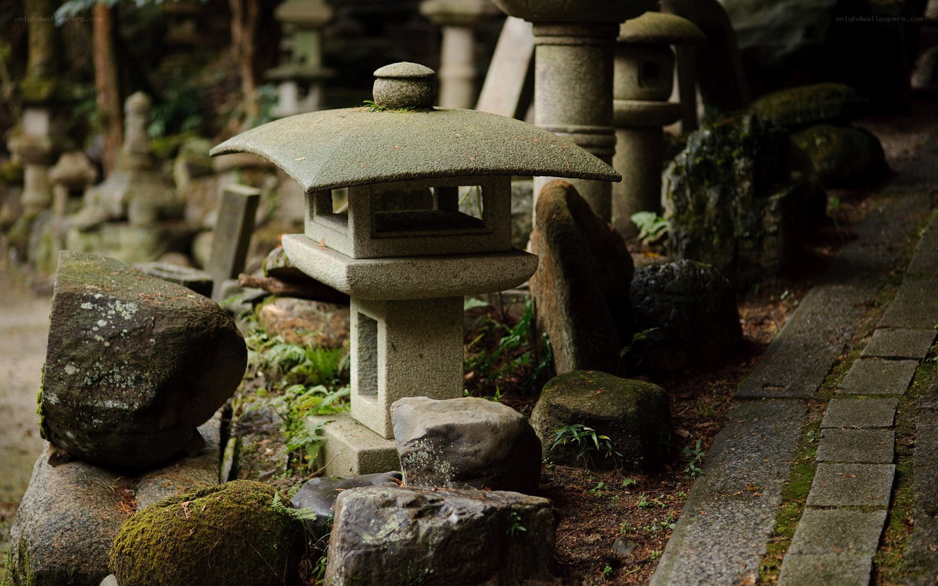 Stone lantern in a garden