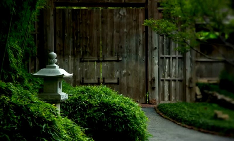 Stone Lantern in Garden — Green, Serene, Afternoon, Photograph