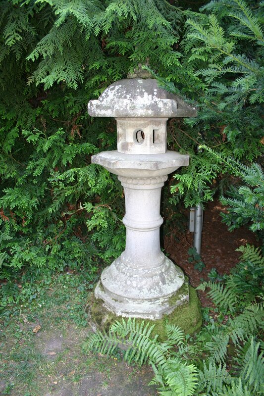 Stone Lantern in Garden — Green, Serene, Photograph, Tree