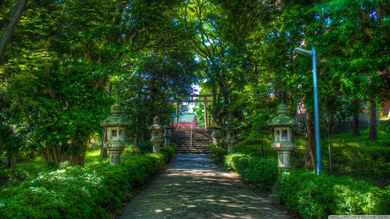 Stone Lanterns in Garden