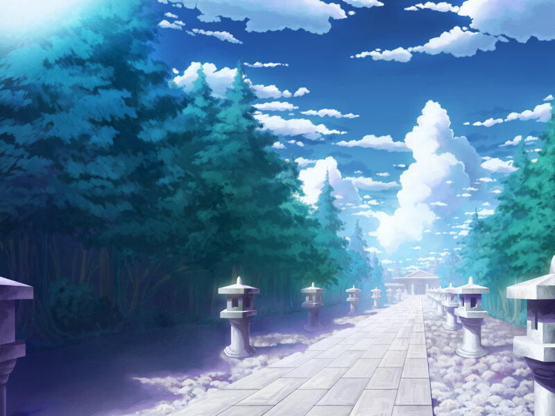 Stone Lanterns on Path — Blue
