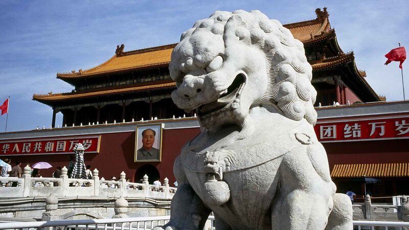 Stone lion at Tiananmen Square