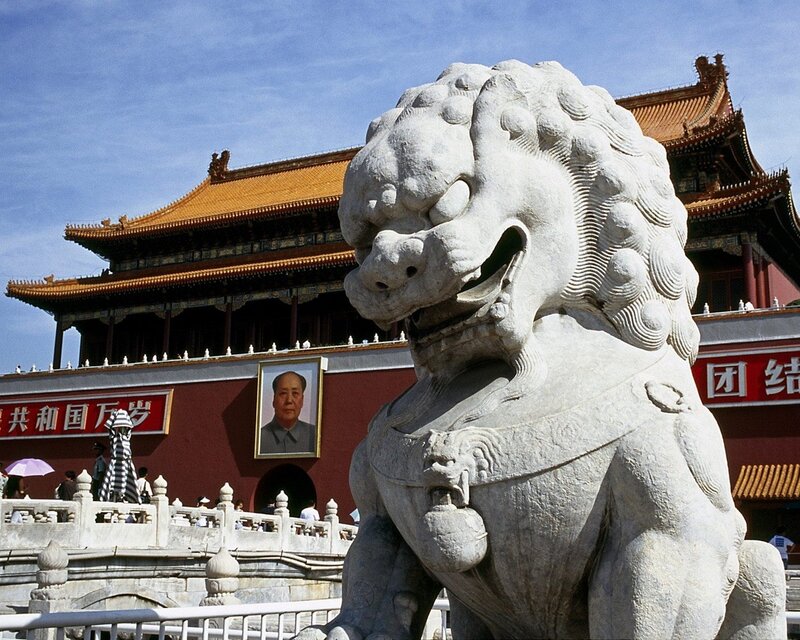 Stone lion at Tiananmen Square