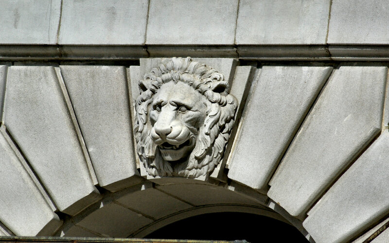 Stone Lion Head Sculpture