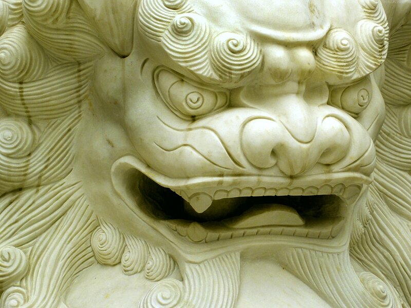 stone lion statue face