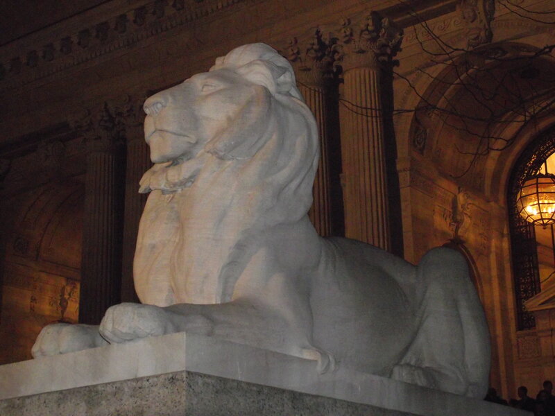 Stone Lion Statue — Gray, Dramatic, Night