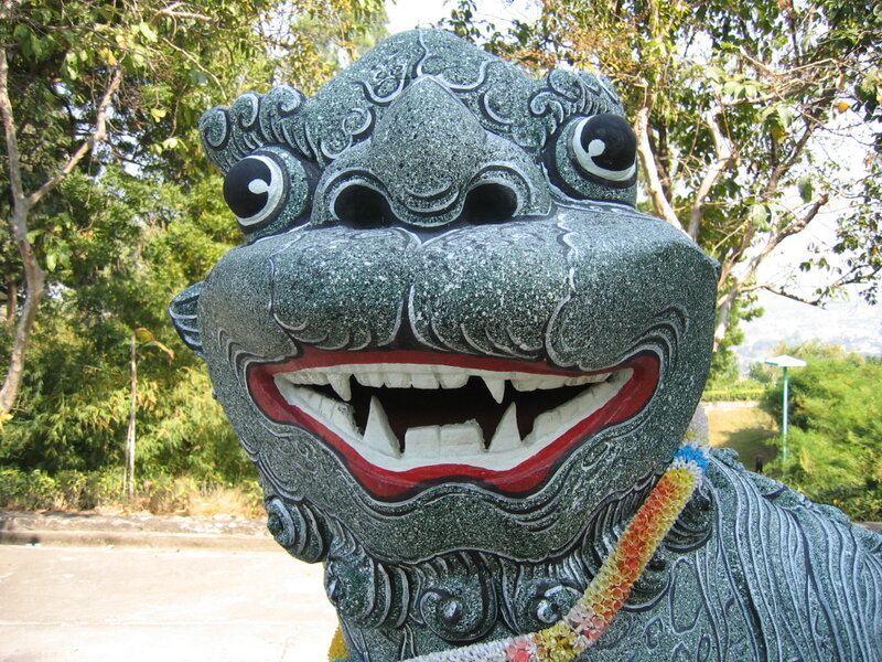 Stone Lion Statue — Gray, Outdoor